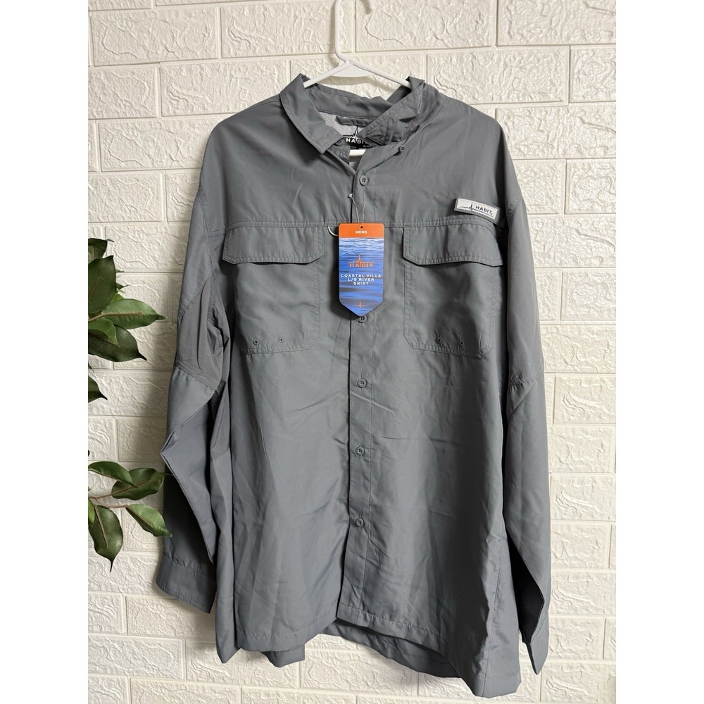 Habit Men's Costal Villa L/S Fishing River Shirt, NWT Size XL Deep Green